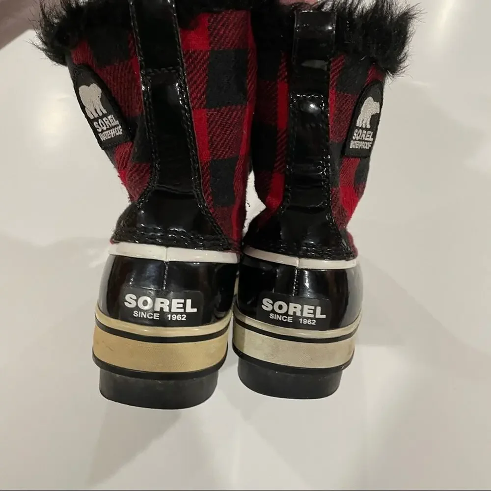 Sorel Out N About Red Buffalo Plaid Winter‎ Rain Mud Duck Boots Size 9